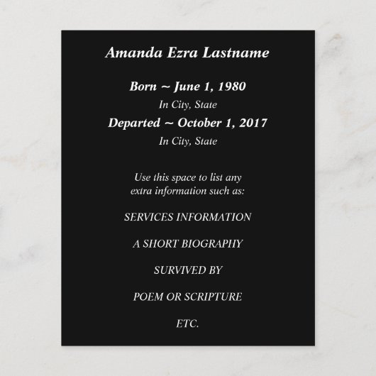 wählt Gedenkkarten (Rückseite)