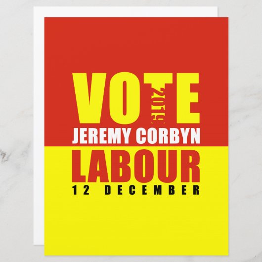 Wählt Labour Jeremy Corbyn Papier Blatt doppelseit (Vorne/Hinten)