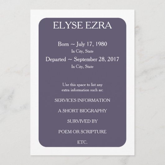 wählt lila Gedenkkarten Programm (Rückseite)