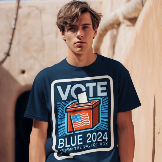 Wahlurne Blue 2024 Box mit Grenzen T-Shirt
