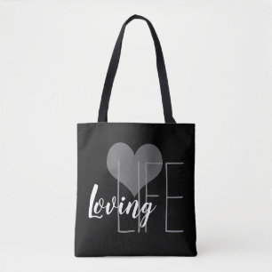 Wahnsinn-LIEBE-Schrift mit Herz Tasche