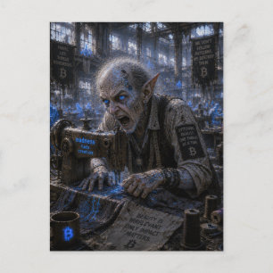 Wahnsinn / Näherin / Bekleidungsfabrik Postkarte
