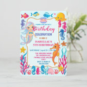 Wahnsinnig Regenbogen-Meerjungfrau-Krake-Geburtsta Save The Date (Stehend Vorderseite)