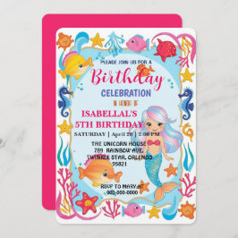 Wahnsinnig Regenbogen-Meerjungfrau Krake Geburtsta Save The Date