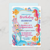 Wahnsinnig Regenbogen-Meerjungfrau-Krake-Geburtsta Save The Date (Vorne/Hinten)