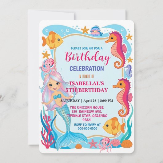 Wahnsinnig Regenbogen-Meerjungfrau-Krake-Geburtsta Save The Date (Vorderseite)