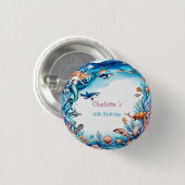 Wahnsinnige Meerjungfrau-Geburtstagsparty Button (Vorne & Hinten)