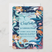 Wahnsinnige Meerjungfrau-Geburtstagsparty Einladung (Vorderseite)