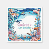 Wahnsinnige Meerjungfrau-Geburtstagsparty Serviette (Vorderseite)