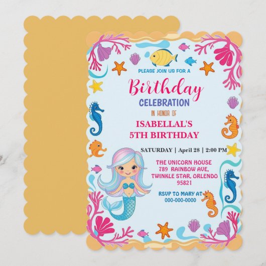 Wahnsinnige Regenbogenfrau Seepferd Geburtstag Save The Date (Vorne/Hinten)