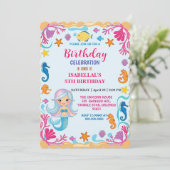 Wahnsinnige Regenbogenfrau Seepferd Geburtstag Save The Date (Stehend Vorderseite)