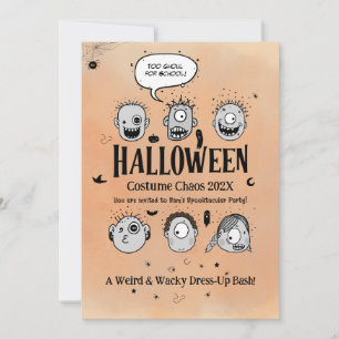 Wahnsinniges Halloween-Monster-Kostenüm-Chaos-Part Einladung