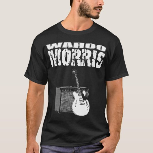 Wahoo Morris T, weiß auf Schwarzem: Gitarre u. T-Shirt (Vorderseite)