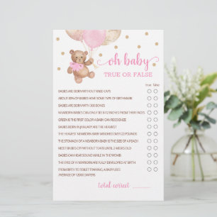 Wahr oder Falsch Fakten Spiel Baby Shower Teddybär