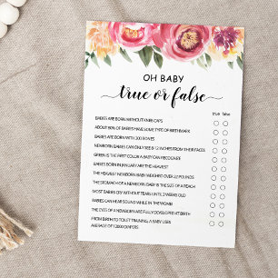 Wahr oder Falsch Spiel mit Antworten Baby Shower K Einladung