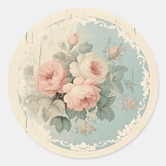 Wahre Akzente, rosa Shabby Chic Runder Aufkleber (Vorderseite)