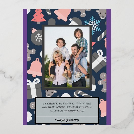 Wahre Bedeutung der Weihnachtskarte Folien Feiertagspostkarte (Vorderseite)