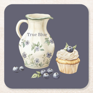 Wahre Blaue Blaubeeren Frucht Nourishment Rechteckiger Pappuntersetzer