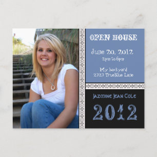 Wahre blaue offenes Haus-Postkarte Einladungspostkarte