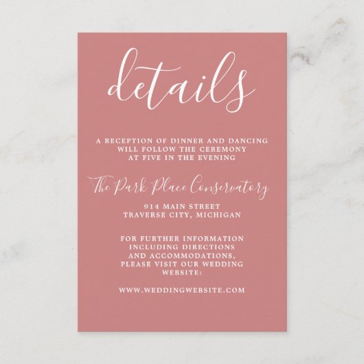 Wahre Einfachheit 1 Dusty Rose Minimalistische Hoc Begleitkarte (Vorderseite)