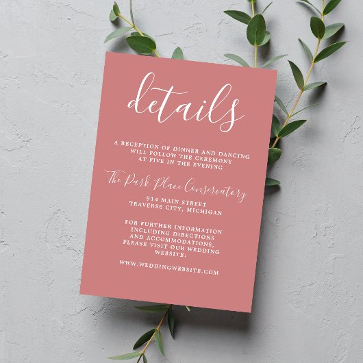 Wahre Einfachheit 1 Dusty Rose Minimalistische Hoc Begleitkarte