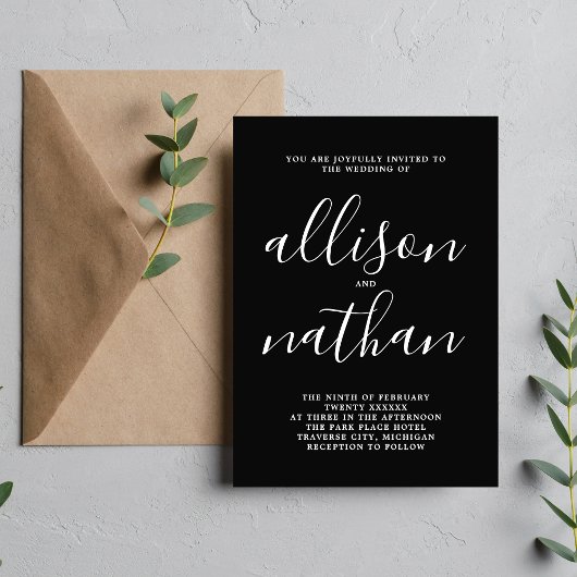 Wahre Einfachheit 1 Minimalistische Hochzeit Einladung