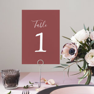 Wahre Einfachheit 1 Tischnummer Hochzeit Marsala