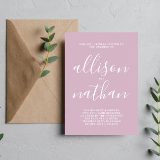 Wahre Einfachheit 1 Wisteria Script Minimal Weddin Einladung