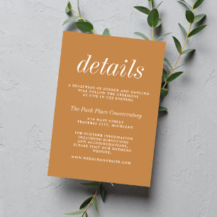 Wahre Einfachheit 2 Apricot Minimalistische Hochze Begleitkarte
