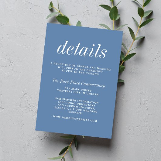 Wahre Einfachheit 2 Denim Blue Minimalistisch Wedd Begleitkarte