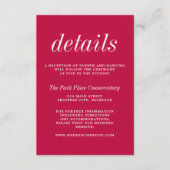 Wahre Einfachheit 2 Himbeere Minimalistische Hochz Begleitkarte (Vorderseite)