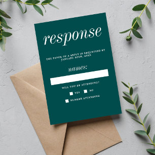 Wahre Einfachheit 2 Pfaue Aquamarine Minimalistisc RSVP Karte