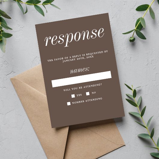 Wahre Einfachheit 2 Pilze Minimalistische Hochzeit RSVP Karte