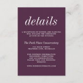 Wahre Einfachheit 2 Plum Lila Minimale Hochzeit Begleitkarte (Vorderseite)