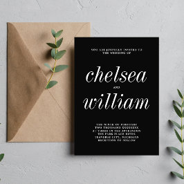 Wahre Einfachheit 2 Schwarze Minimalistische Hochz Einladung