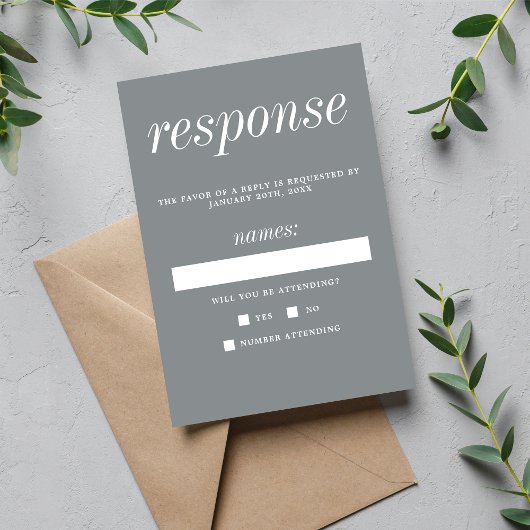 Wahre Einfachheit 2 Steingraue Minimalistische Hoc RSVP Karte