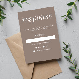 Wahre Einfachheit 2 Taupe Einfache Minimalistische RSVP Karte
