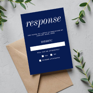 Wahre Einfachheit 2 Tinten Minimalistische Hochzei RSVP Karte