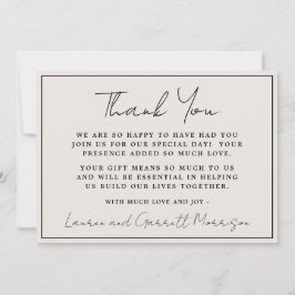 Wahre Einfachheit 3 Beige & Schwarz Vielen Dank Dankeskarte