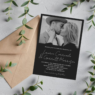 Wahre Einfachheit 3 Moderne Schwarz-Weiß-Hochzeit Einladung