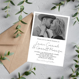 Wahre Einfachheit 3 Moderne Schwarz-Weiß-Hochzeit Einladung
