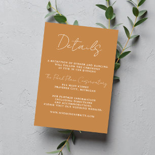 Wahre Einfachheit 3 Script Minimal Apricot Hochzei Begleitkarte