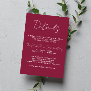 Wahre Einfachheit 3 Script Minimal Claret Wedding Begleitkarte