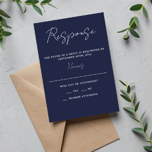 Wahre Einfachheit 3 Script Minimal Dunkle Navy Hoc RSVP Karte