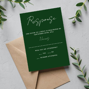 Wahre Einfachheit 3 Script Minimal Evergreen Weddi RSVP Karte