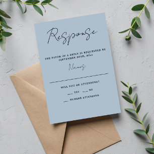 Wahre Einfachheit 3 Script Minimal Ice Blue Weddin RSVP Karte
