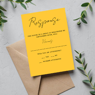 Wahre Einfachheit 3 Script Minimal Marigold Weddin RSVP Karte