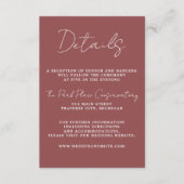 Wahre Einfachheit 3 Script Minimal Marsala Wedding Begleitkarte (Vorderseite)