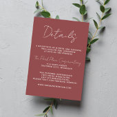 Wahre Einfachheit 3 Script Minimal Marsala Wedding Begleitkarte