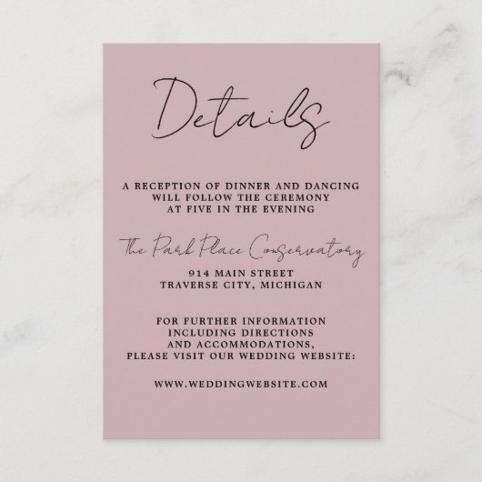 Wahre Einfachheit 3 Script Minimal Mondlicht Mauve Begleitkarte (Vorderseite)